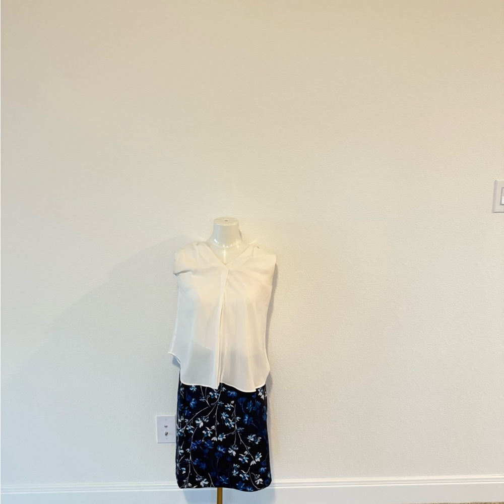 Elegant Blue and Black Floral Skirt